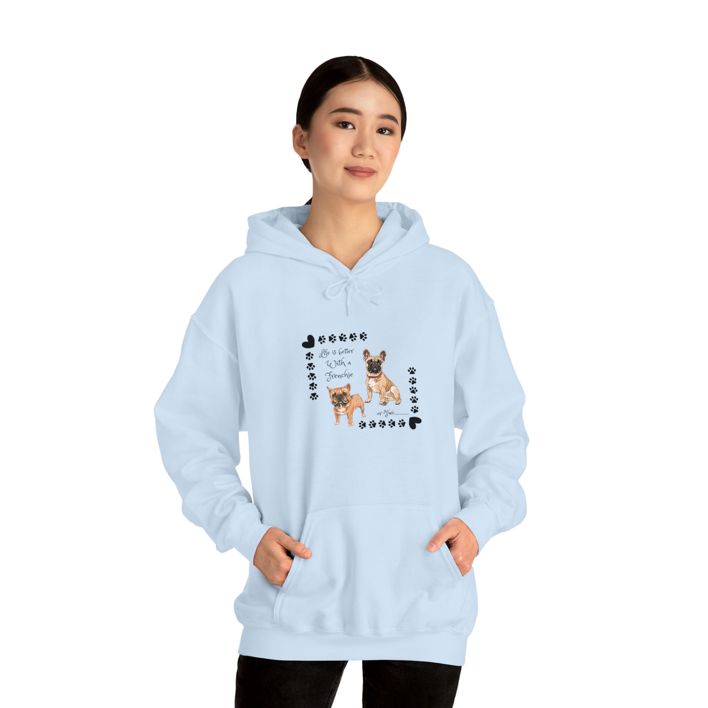 Lifes better with a frenchie Unisex Heavy Blend™ Hooded Sweatshirt