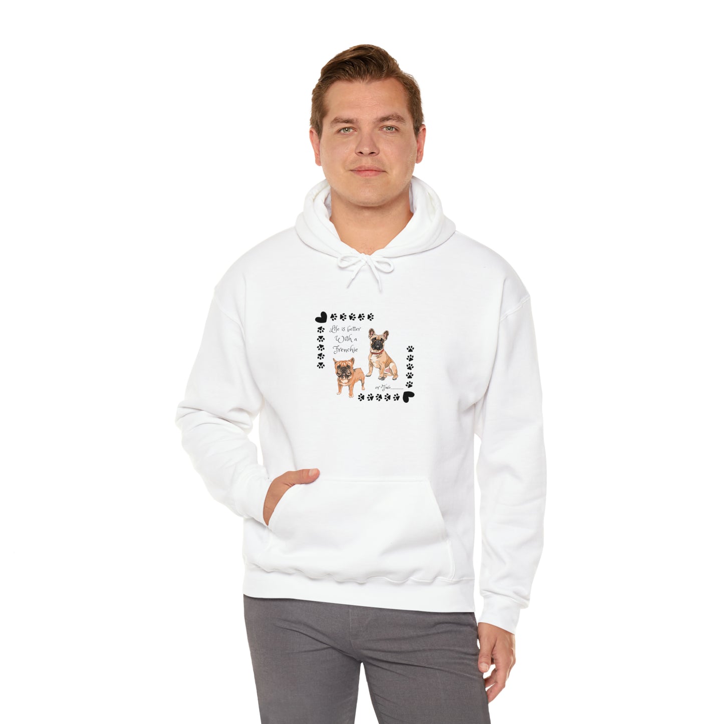 Lifes better with a frenchie Unisex Heavy Blend™ Hooded Sweatshirt