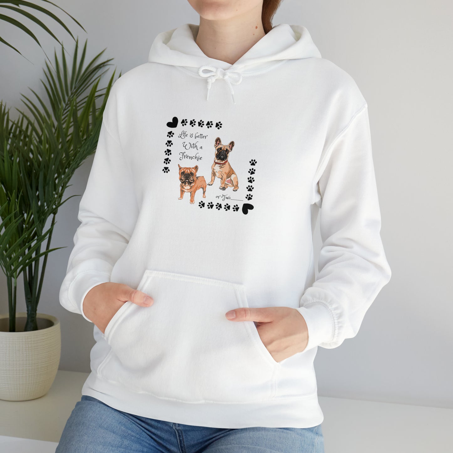 Lifes better with a frenchie Unisex Heavy Blend™ Hooded Sweatshirt