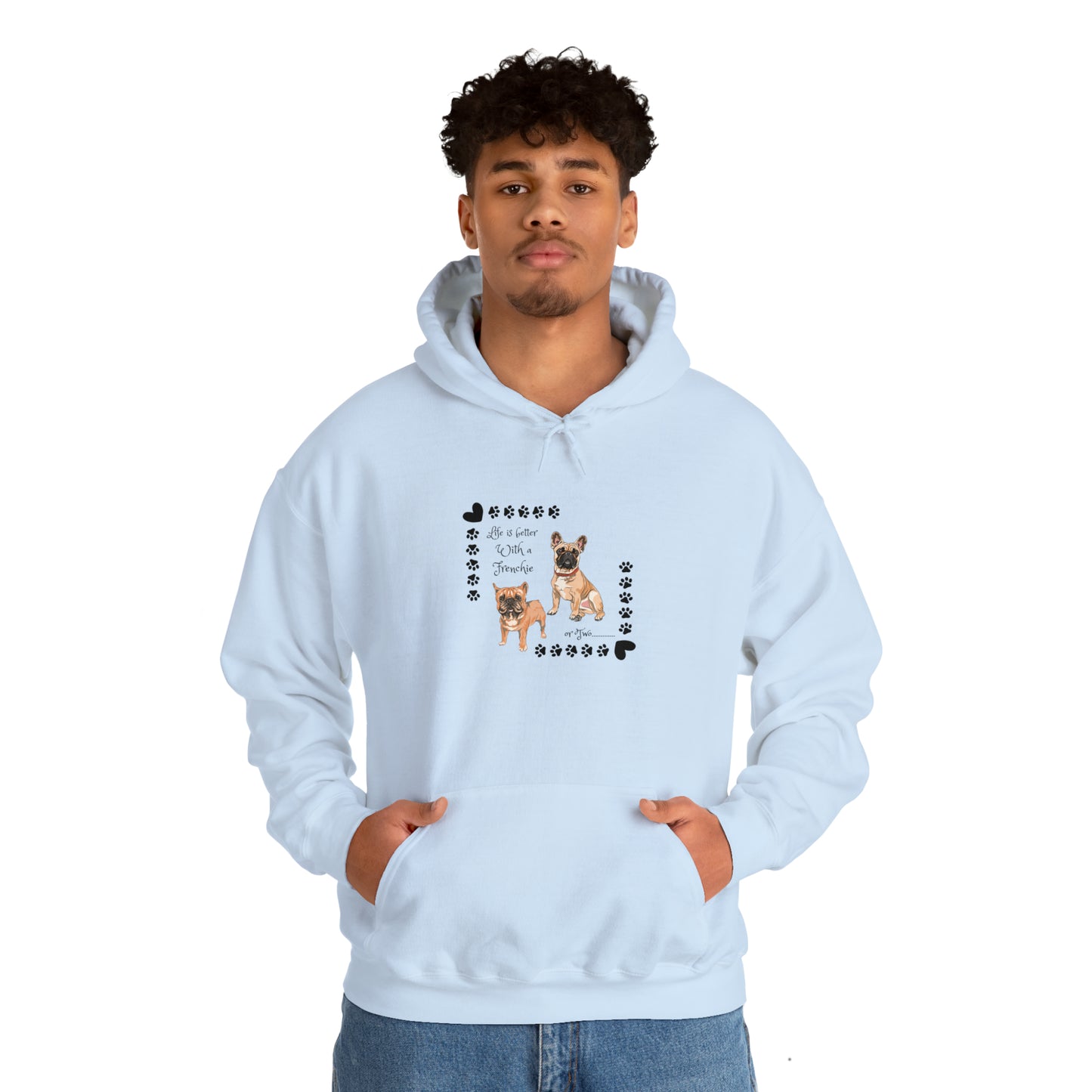 Lifes better with a frenchie Unisex Heavy Blend™ Hooded Sweatshirt