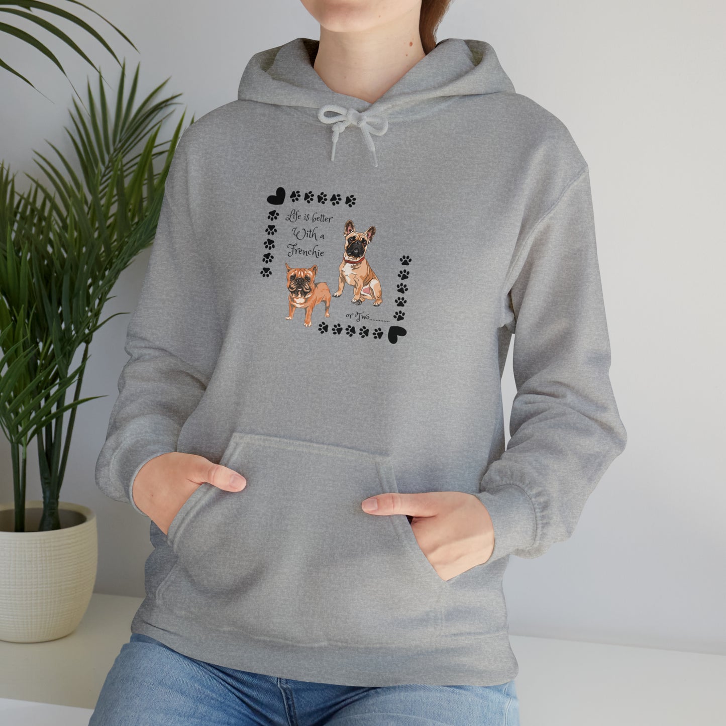 Lifes better with a frenchie Unisex Heavy Blend™ Hooded Sweatshirt