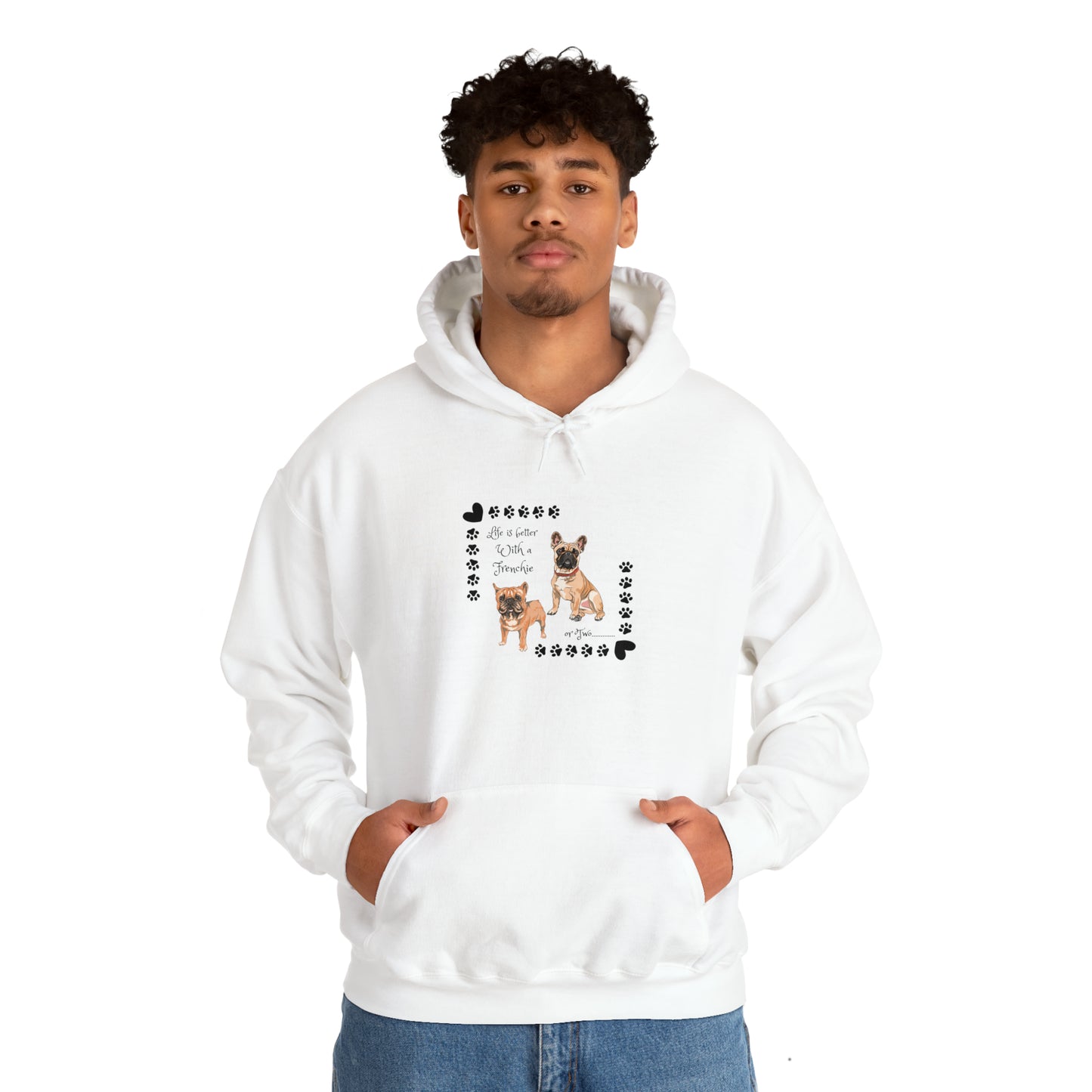 Lifes better with a frenchie Unisex Heavy Blend™ Hooded Sweatshirt