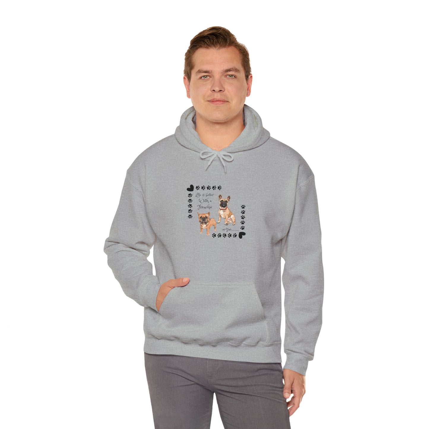 Lifes better with a frenchie Unisex Heavy Blend™ Hooded Sweatshirt