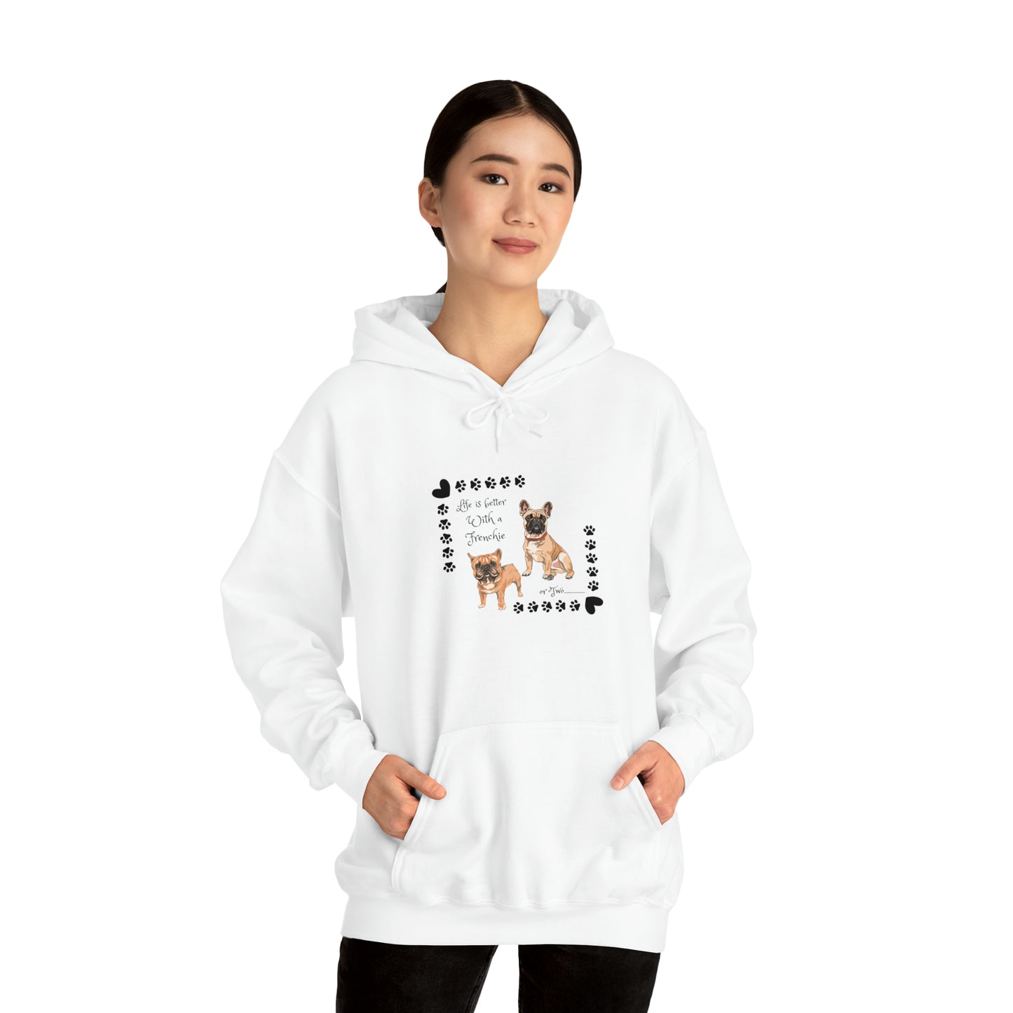 Lifes better with a frenchie Unisex Heavy Blend™ Hooded Sweatshirt