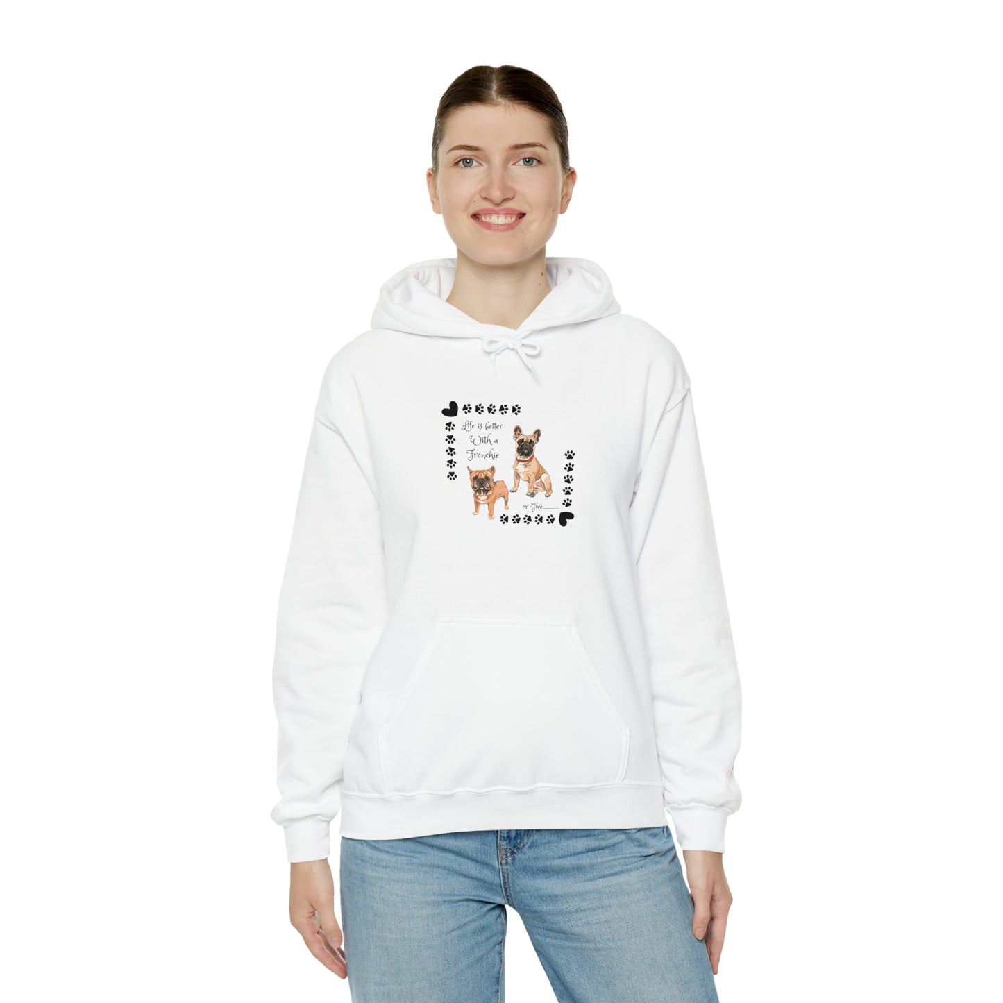 Lifes better with a frenchie Unisex Heavy Blend™ Hooded Sweatshirt