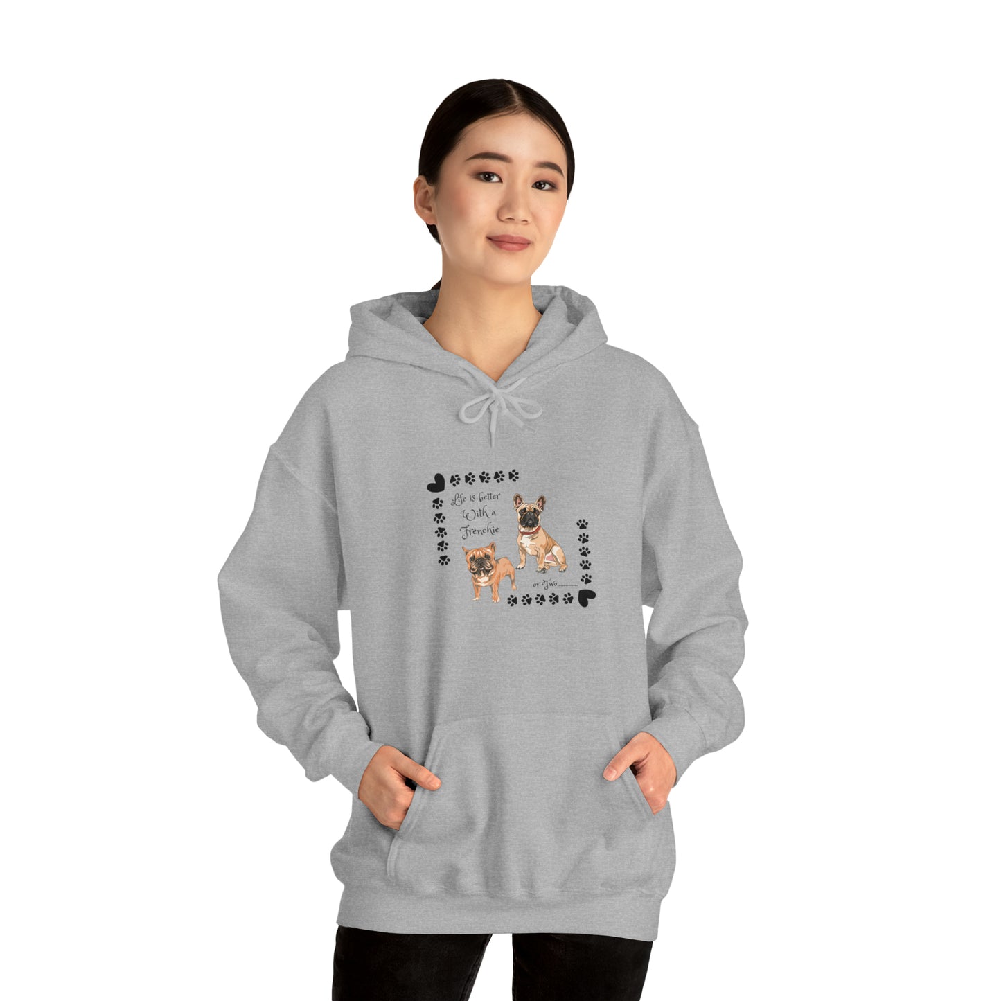 Lifes better with a frenchie Unisex Heavy Blend™ Hooded Sweatshirt